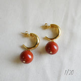 Hoops with Red Jasper Beads/ Limited Edition/ Archives