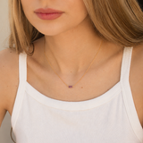 February Birthstone Three Gem Necklace with Faceted Amethyst