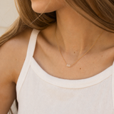 April Birthstone Three Gem Necklace with Faceted Clear Quartz
