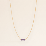 February Birthstone Three Gem Necklace with Faceted Amethyst