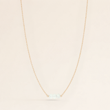 March Birthstone Three Gem Necklace with Faceted Aquamarine