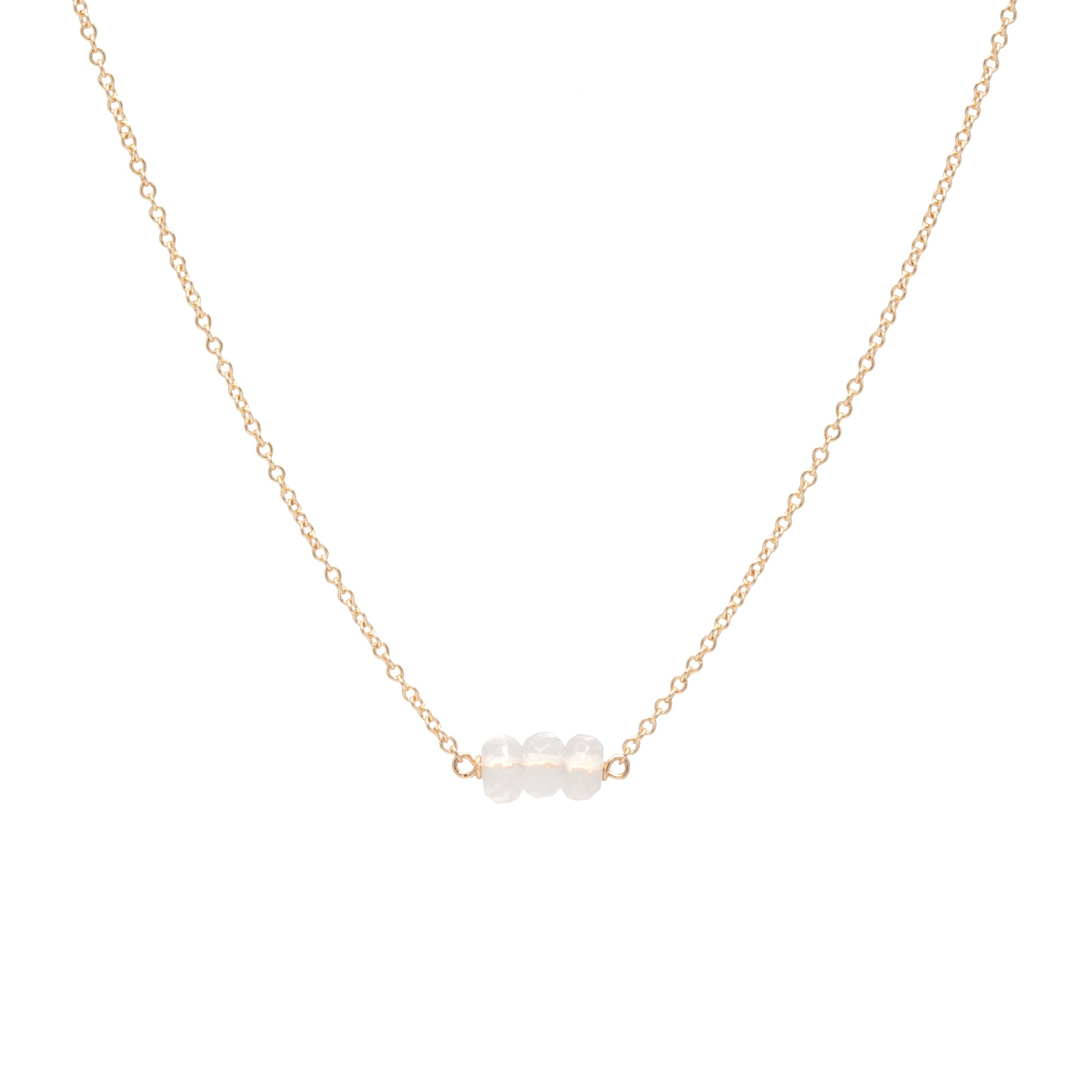 April birthstone three gem necklace with clear quartz