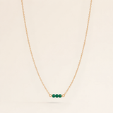 May Birthstone Three Gem Necklace with Faceted Green Onyx