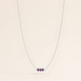 February Birthstone Three Gem Necklace with Faceted Amethyst