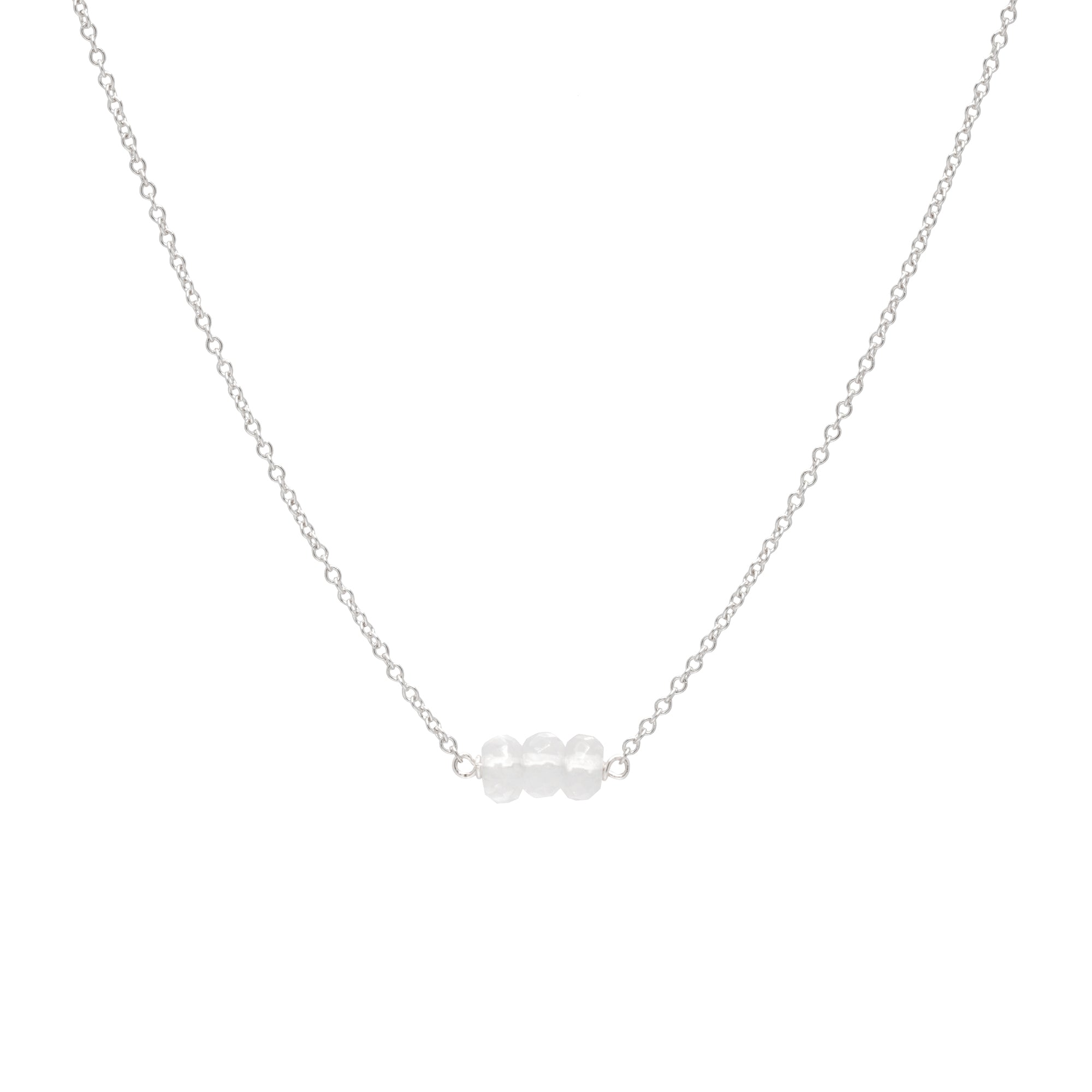 April Birthstone Three Gem Necklace with Faceted Crystals