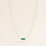May Birthstone Three Gem Necklace with Faceted Green Onyx