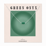 May Birthstone Three Gem Necklace with Faceted Green Onyx