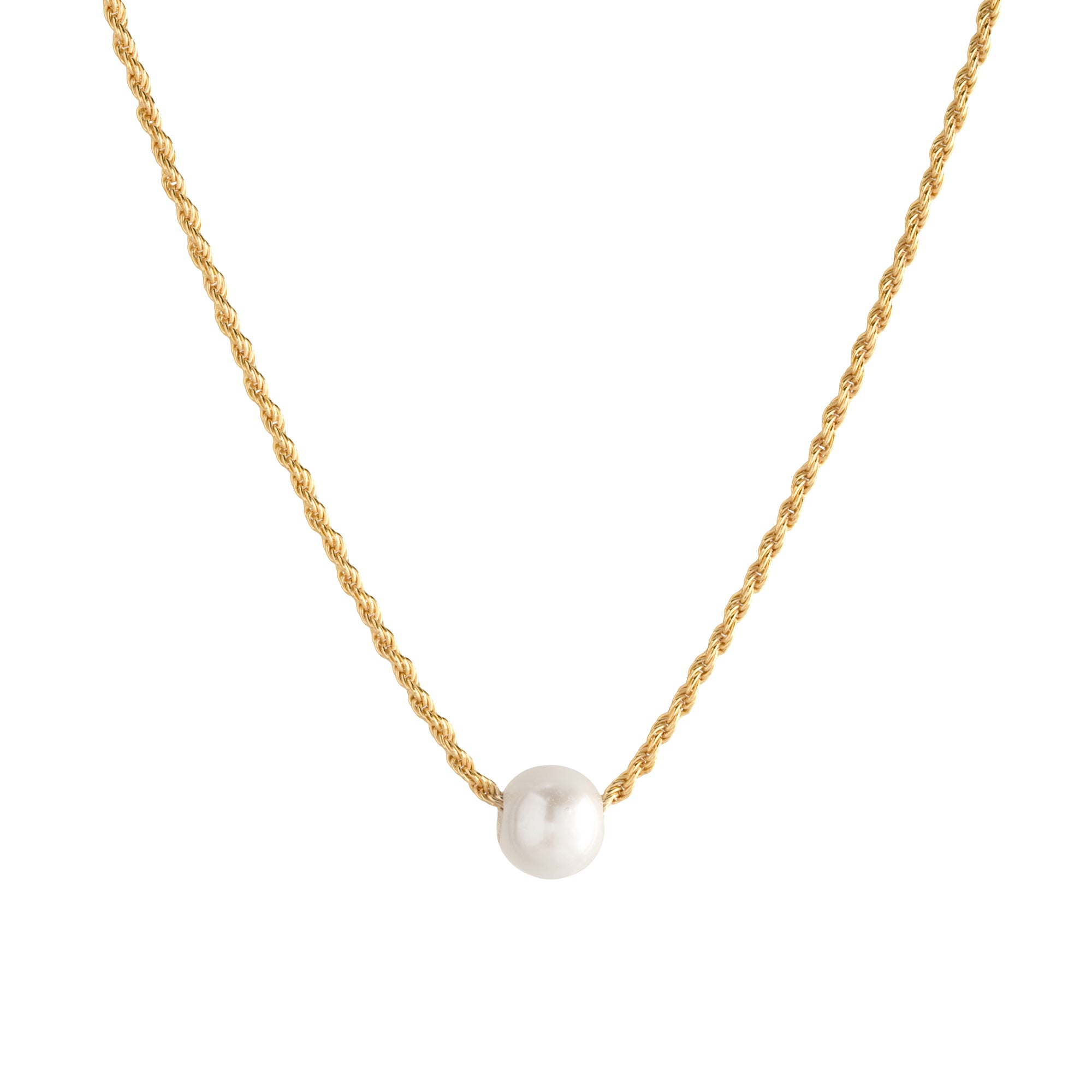 Large floating freshwater pearl on rope chain