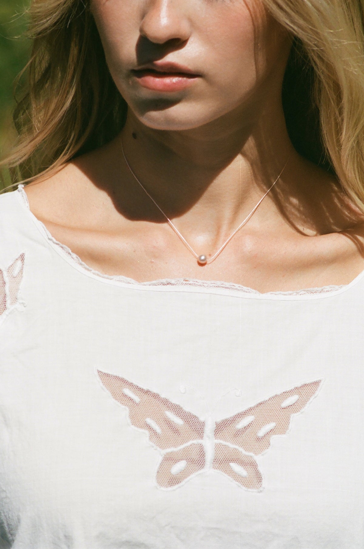 pink pearl wish necklace butterfly dress