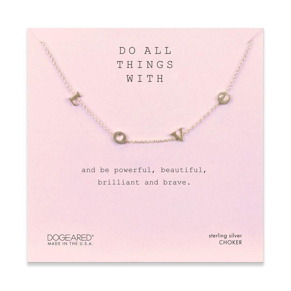 do all things with l-o-v-e letter short necklace