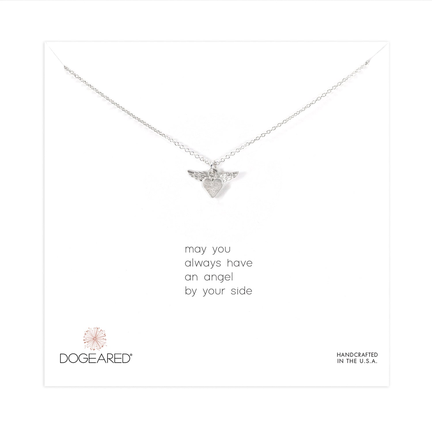 may you always have an angel by your side heart wing charm necklace