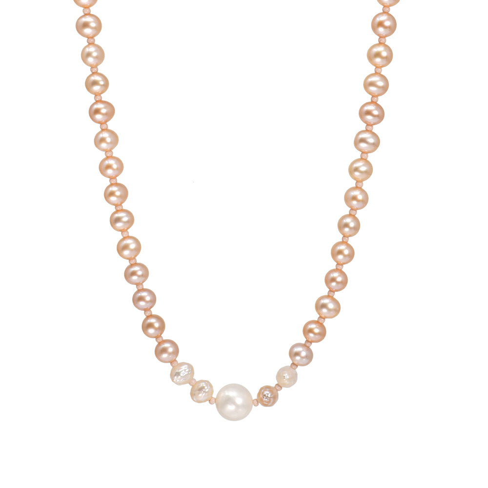 pink pearl, white pearl &  faceted pearl necklace