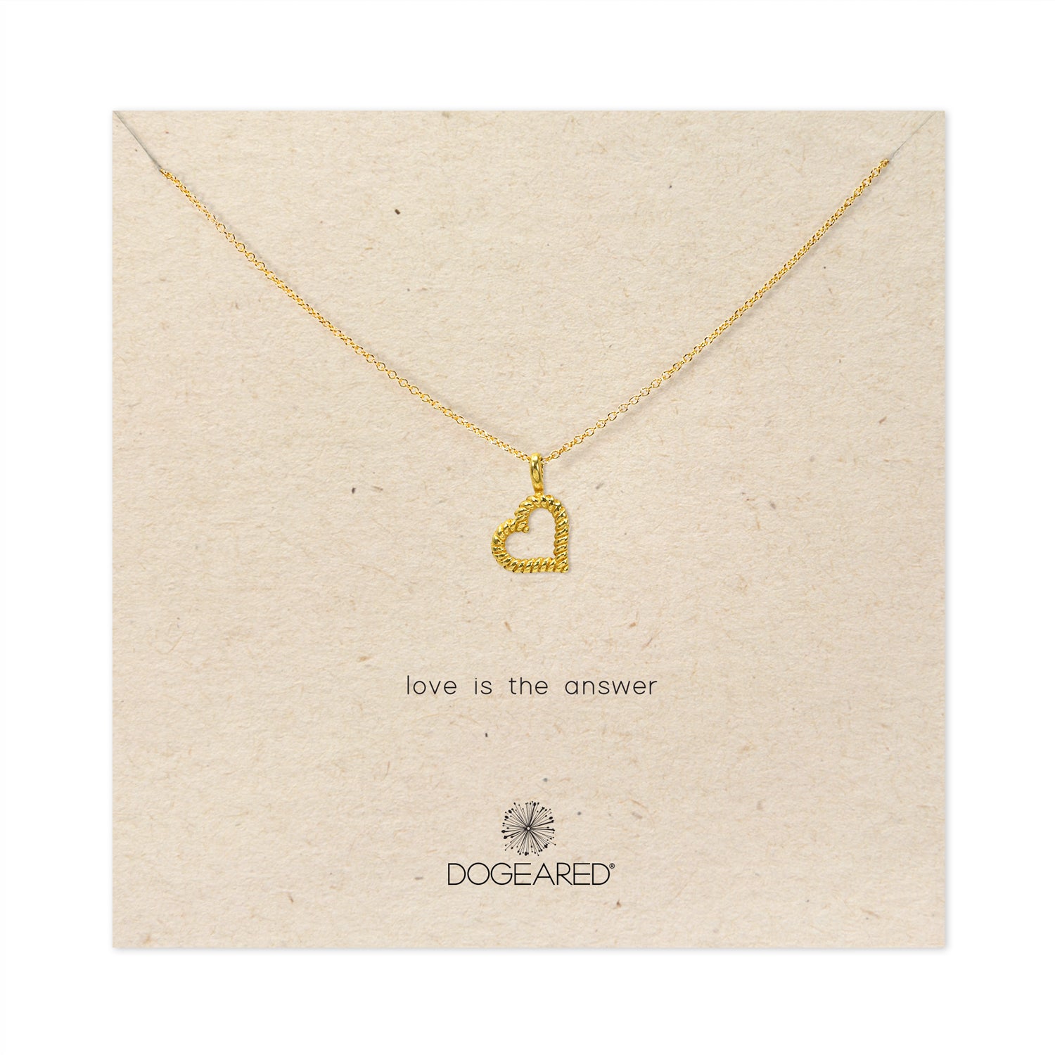 love is the answer rope heart necklace