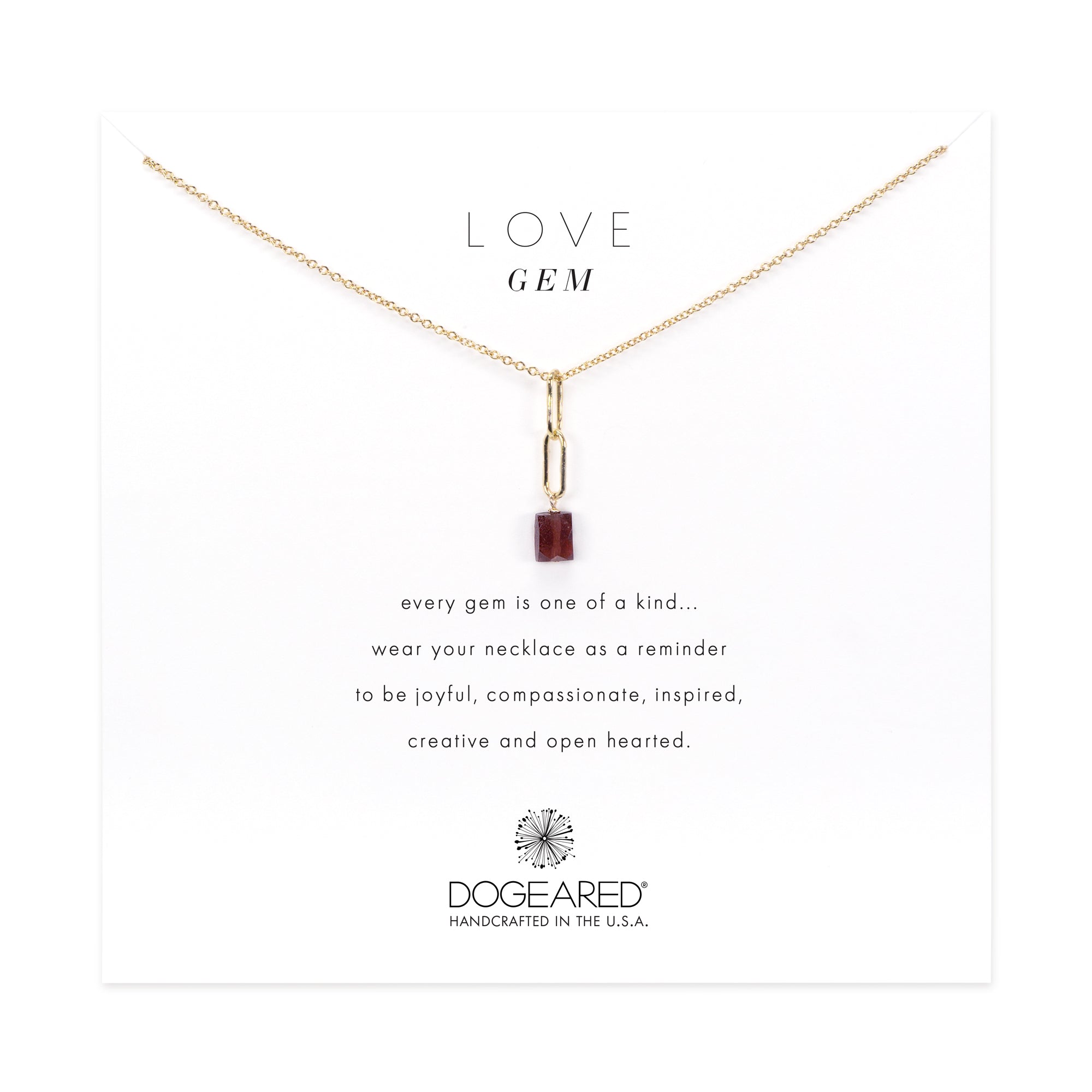 Modern love gem garnet necklace