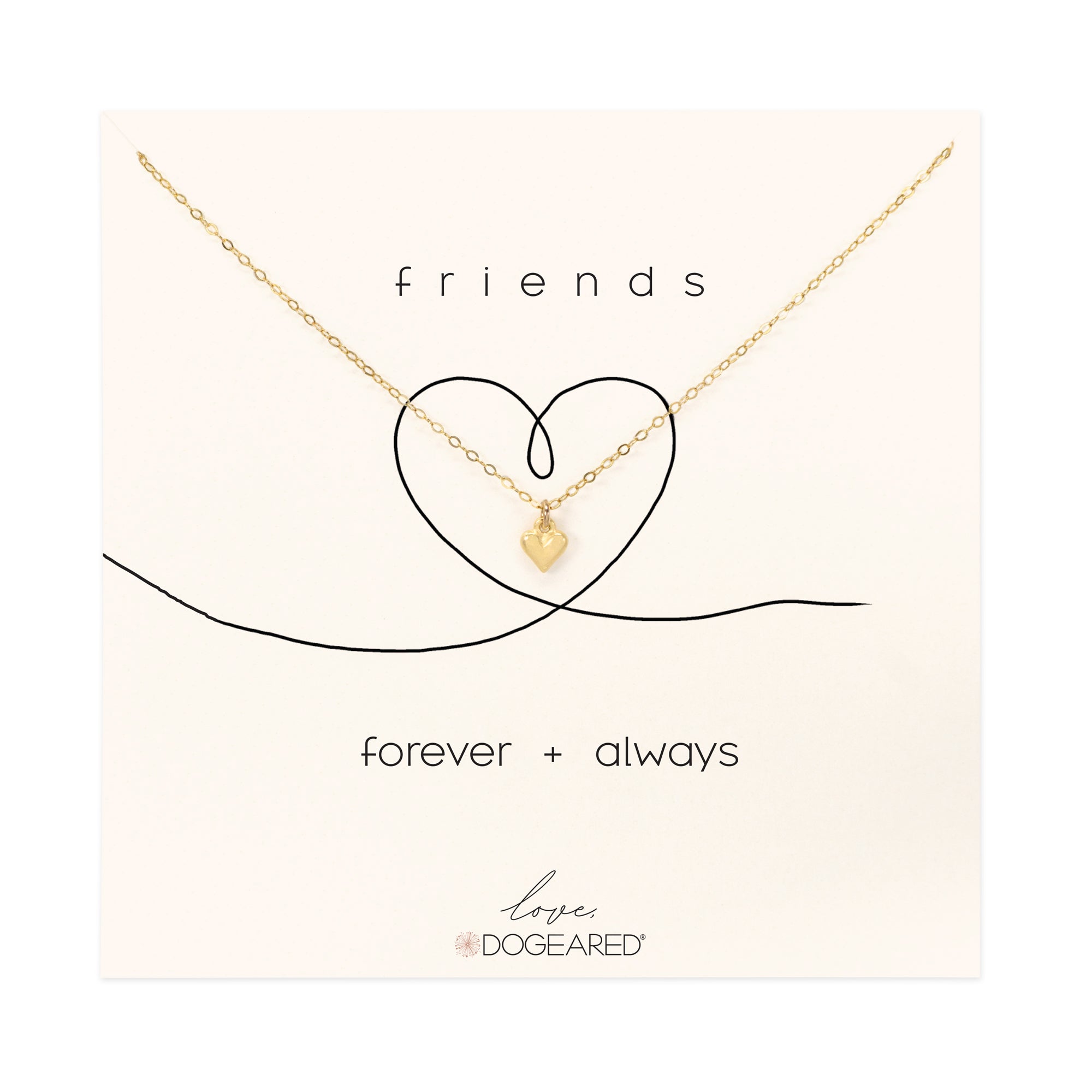 Modern friends forever and always baby heart necklace