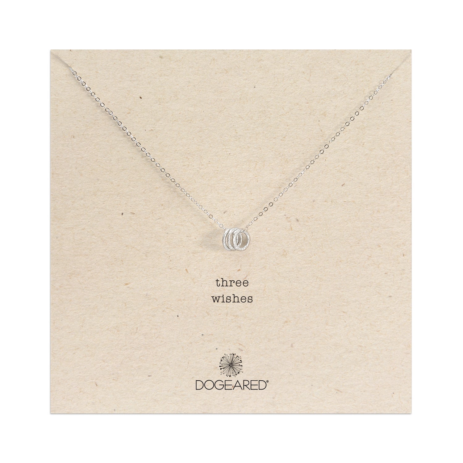three wishes with three silver rings necklace