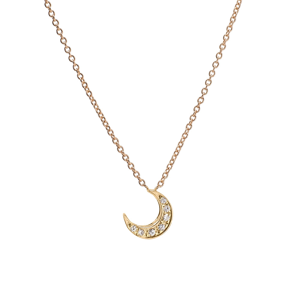diamond 14KT gold crescent moon necklace