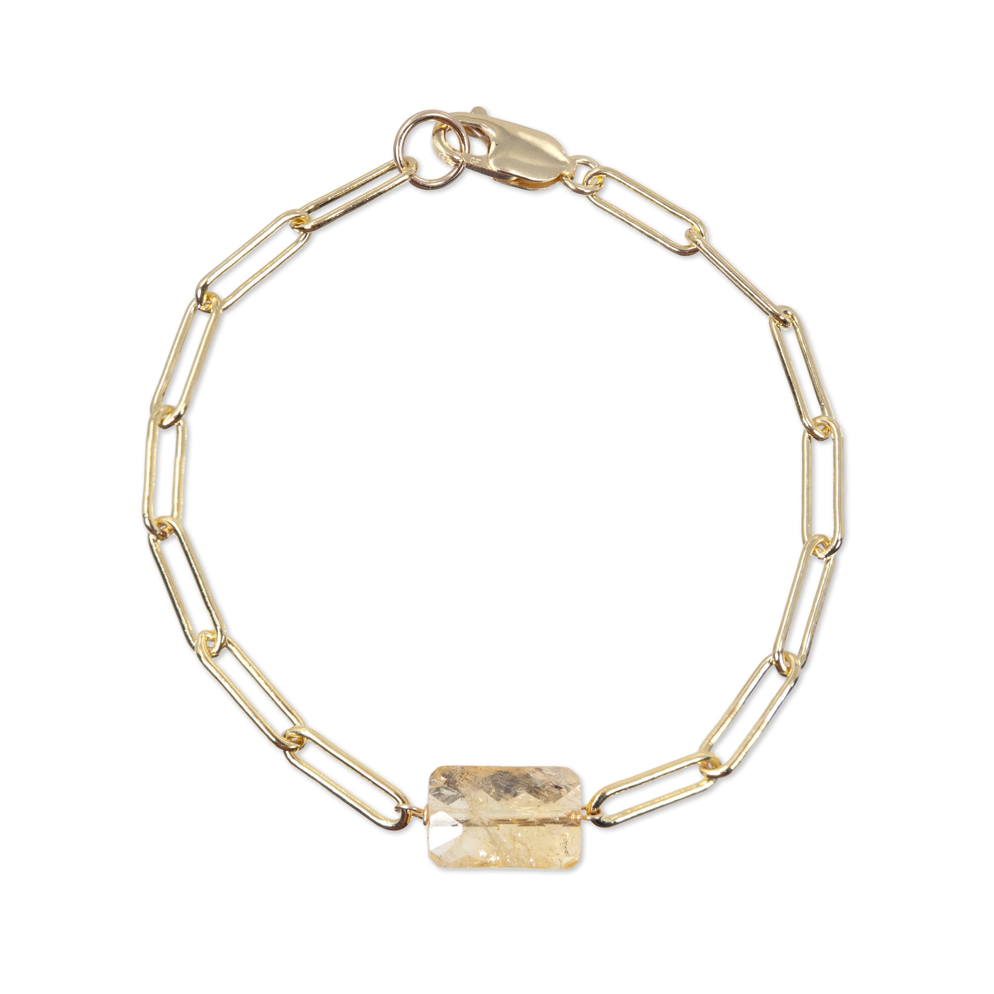 Large paperclip chain bracelet with citrine