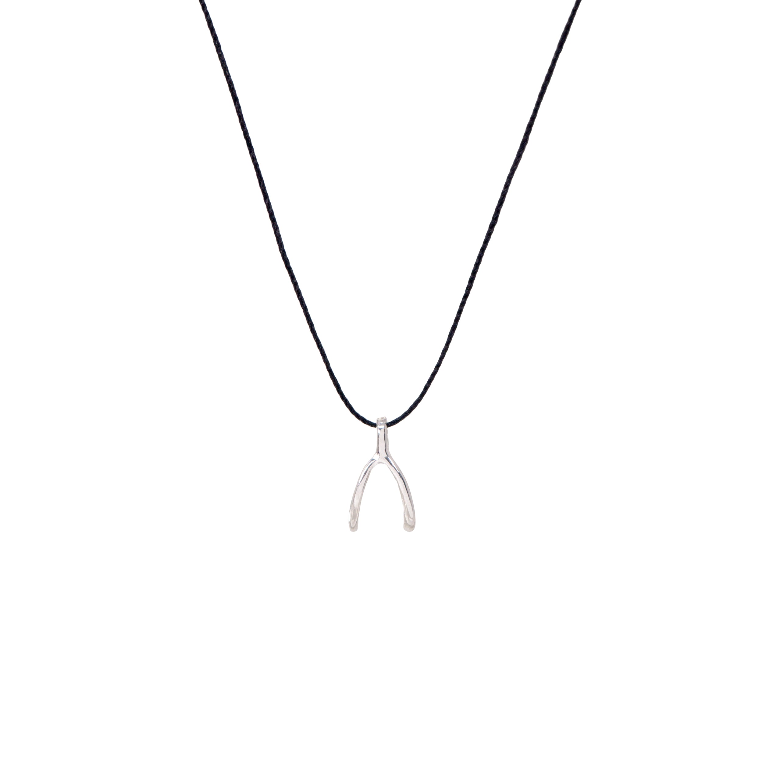 Buy Silver Wishbone Necklace with Evil Eye Charm in Silver ...