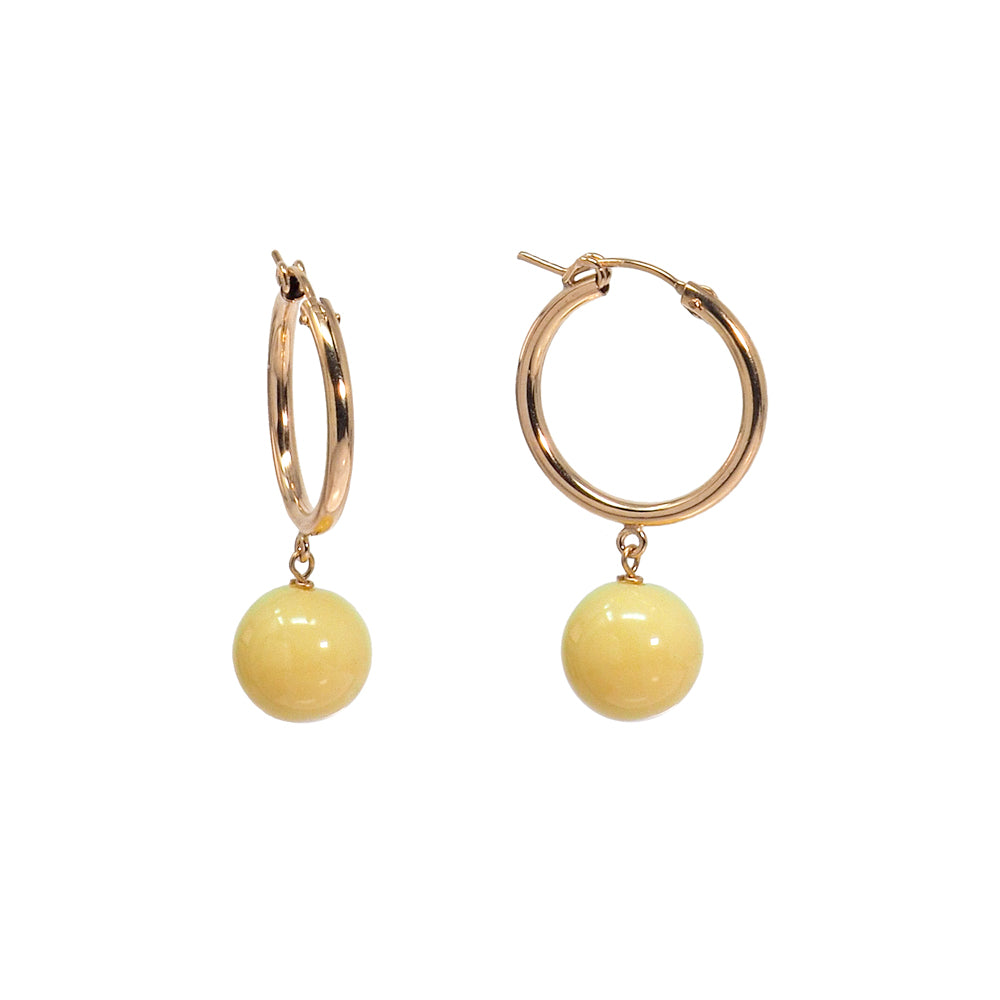 hoops with olive jade gumball gem