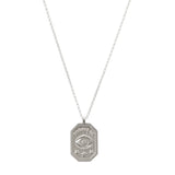 protect me, evil eye tablet necklace, silver